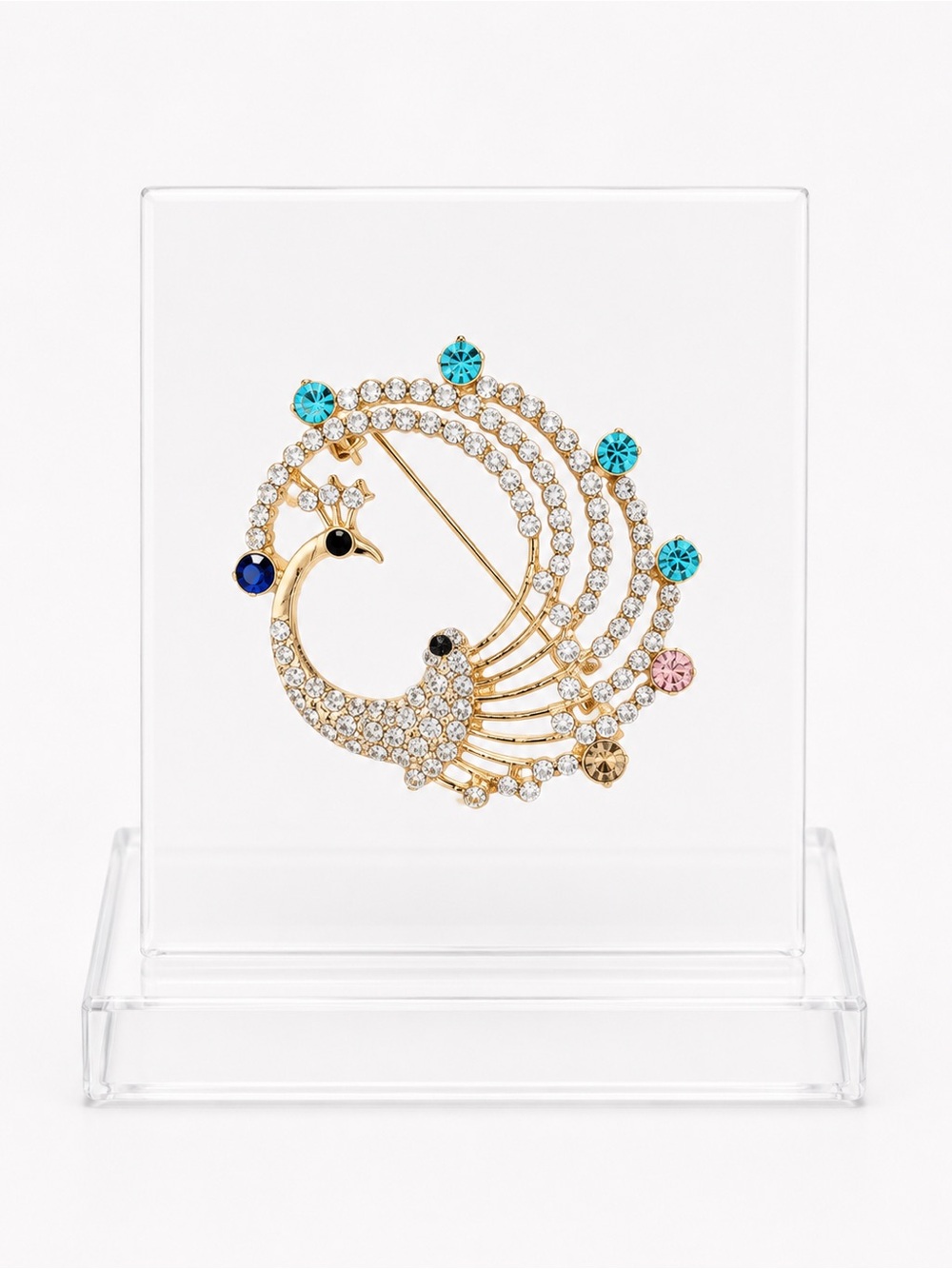 Crystal Peacock Brooch